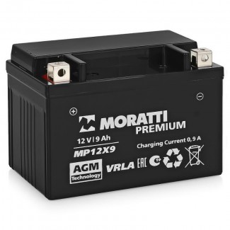 Аккумулятор 12V8 MORATTI  MEP12Х9  YTX9-BS    Прямая полярность